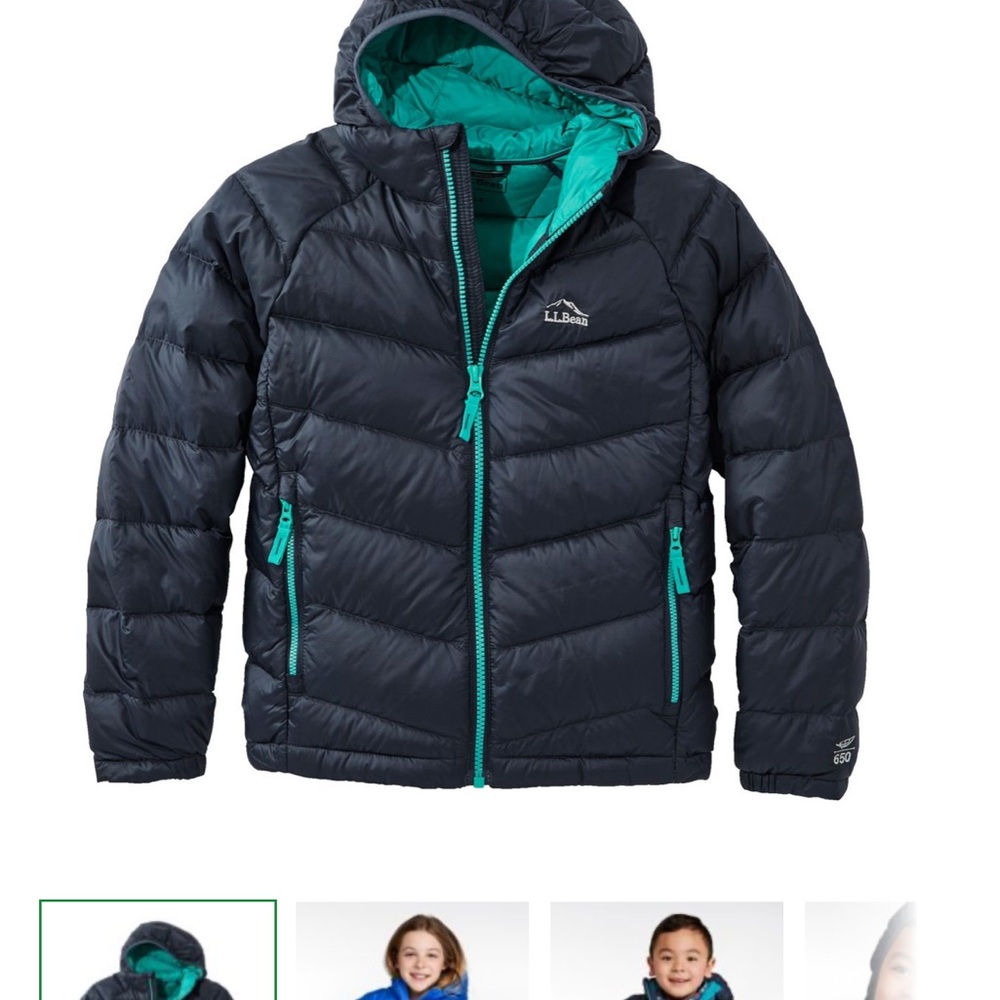 L.L. Bean Kids Puffer Jacket - Navy and Teal